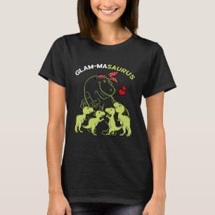 Glam-Masaurus Glam-Ma 4 Kinder Dinosaurus Moederda T-shirt
