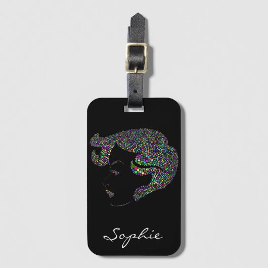 Glam meisje met harten bagagelabel (Voorkant (verticaal))