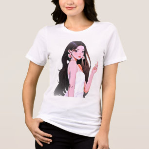 Glam meisje portret grafische T-shirt