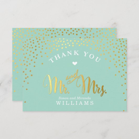 GLAM MERCI rustique confetti d'or blanc menthe (Devant / Derrière)