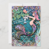Glam Mermaid Gold Glitter Boys Baby shower Kaart (Voorkant)
