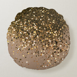 Glam met bruin glitter 1 faux glitter rond kussen