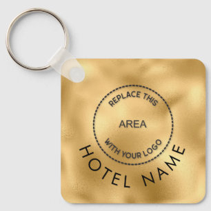Glam Metallic Gold Hotel Logo Qr Code Name Sleutelhanger