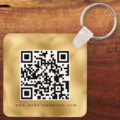 Glam Metallic Gold Hotel Logo Qr Code Name Sleutelhanger (Achterkant)