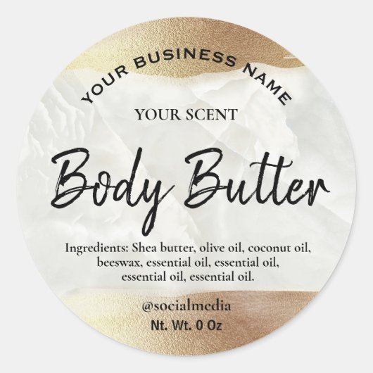 Glam Metallic Paint Goud Marmer Body Butter Labels (Voorkant)