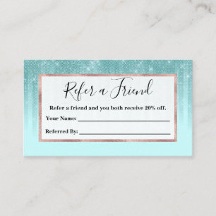 Glam Mint Green Aqua Glitter Striped Gradient Aanbevelingskaartje
