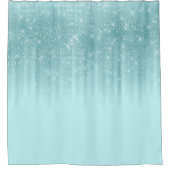 Glam Mint Green Aqua Glitter Striped Gradient Douchegordijn (Voorkant)