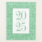 Glam Mint Green Glitter Personalized 2023 Planner (Voorkant)
