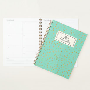 Glam Mint Green Gold Stippen Patroon op maat Planner