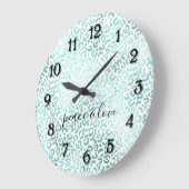 Glam Mint Leopard Print Grote Klok (Hoek)