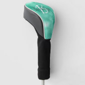 Glam Mintgroene Trendy Script Monogram Golfheadcover (Schuin)