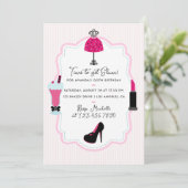 Glam Mode Diva Birthday Party Invitation Kaart (Staand voorkant)