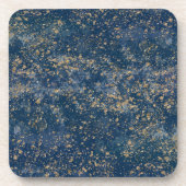 Glam Modern Blue & Gold Splatter Bier Onderzetter (Voorkant)