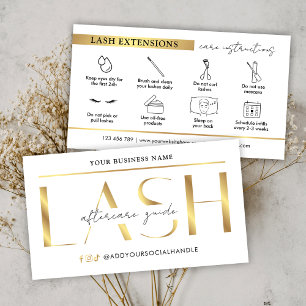 Glam Modern Gold Lash Extensions Nazorg Gids Visitekaartje