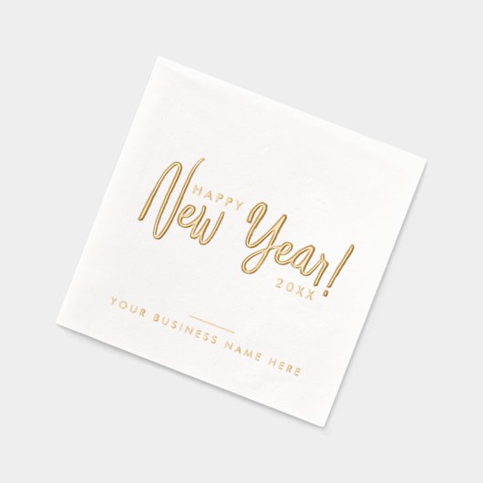 Glam Modern Script Happy New Year Business Company Folie Servetten (Links)