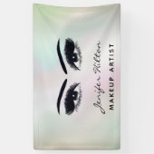 Glam moderne chique holografische wimpers en wenkb spandoek (Verticaal)