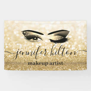 Glam moderne gouden glittery wimpers & wenkbrauw k spandoek