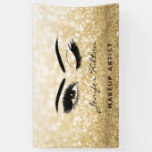 Glam moderne gouden glittery wimpers & wenkbrauw k spandoek (Verticaal)