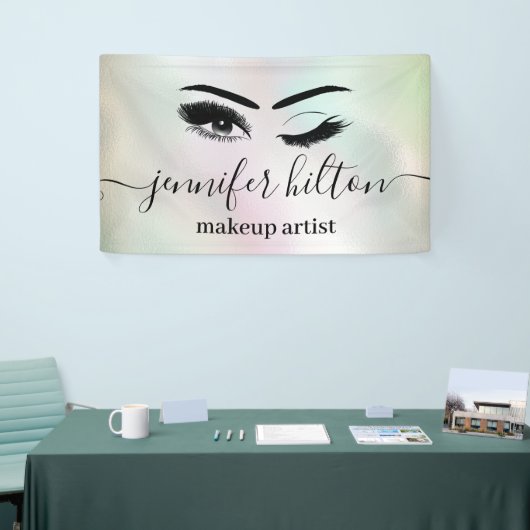 Glam moderne holografische wimpers en wenkbrauwkni spandoek (Beurs)