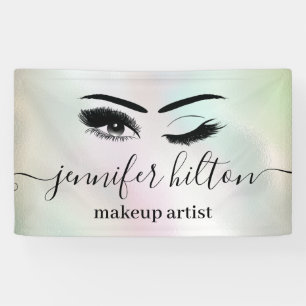 Glam moderne holografische wimpers en wenkbrauwkni spandoek