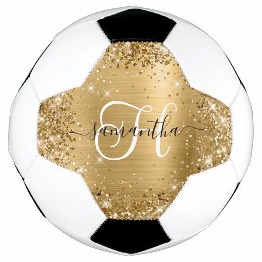 Glam monogram Glittery Gold Glam Voetbal (Voorkant)