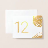 Glam Monstera Feuilles VRAI numéros de table FOIL (Derrière avec enveloppe)