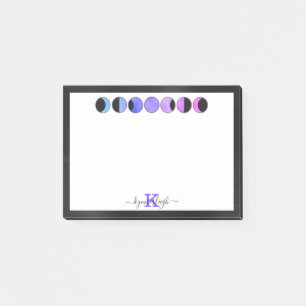 Glam Moon Phases Monogram Name Small Rectangular Post-it® Notes