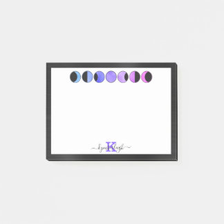 Glam Moon Phases Monogram Name Small Rectangular Post-it® Notes