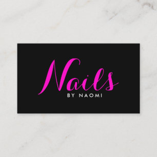 Glam Nails Script Text Pink/Black Visitekaartje