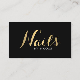 Glam Nails Script Texte or/noir Carte de visite