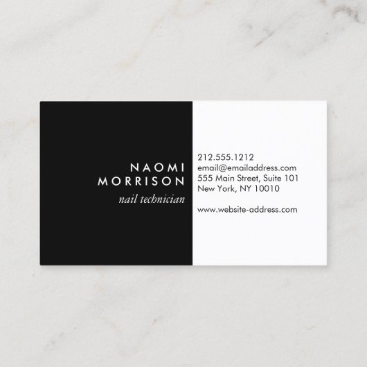 Glam Nails Script Texte or/noir Carte de visite (Dos)