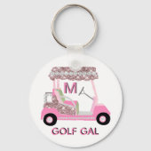 Glam Name Monogram Roos Gold Golf Cart Sleutelhang Sleutelhanger (Achterkant)