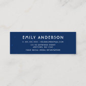 Glam Navy Blue Afstuderen Name Insert Card Mini Visitekaartje (Achterkant)