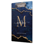 Glam Navy Blue Glitter Agate Geode Monogram Klembord (Links)