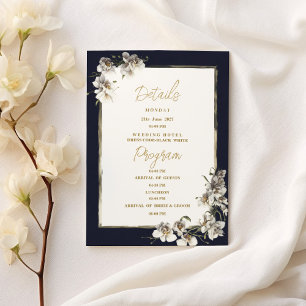 Glam navyblauw goud wit orchidee Details Programma