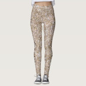 Glam Neutral Gold Mermaid Glitter CUSTOM TEKST Leggings (Voorkant)