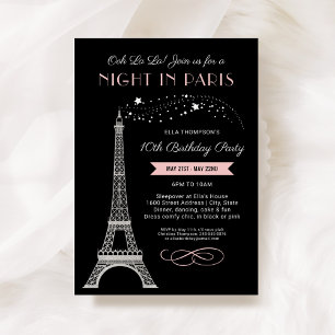 Glam Night in Parijs Roze Meisjes Verjaardag Kaart