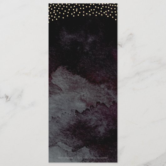 Glam noir faux or calligraphie mariage menu (Dos)