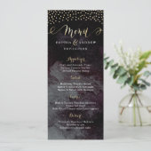 Glam noir faux or calligraphie mariage menu (Debout devant)