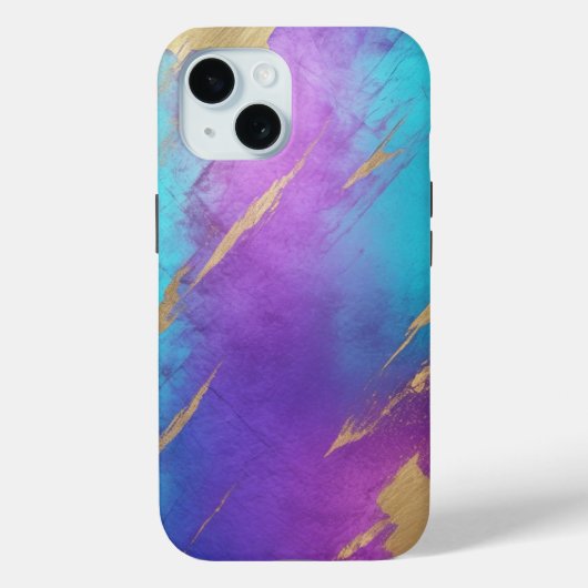 Glam Noodlijdende Paarse Turquoise Goud Case-Mate iPhone Case (Achterkant)