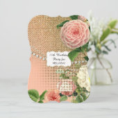 Glam Old Hollywood Regency 15TH Birthday Party Kaart (Staand voorkant)