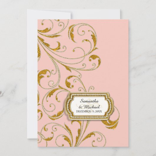 Glam Old Hollywood Regency Black Stropdas Event St Kaart (Voorkant)