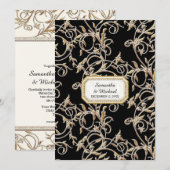 Glam Old Hollywood Regency Black Stropdas Off Whit Kaart (Voorkant / Achterkant)