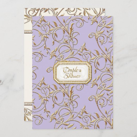 Glam Old Hollywood Regency Lila Koppels Douche Kaart (Voorkant / Achterkant)