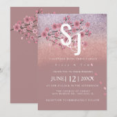Glam Ombré Cherry Blossom Tree Petals Weddenschap Kaart (Voorkant / Achterkant)