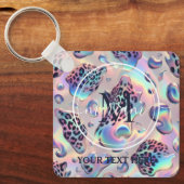 Glam Opal Leopard Print Girly Keychain (Voorkant)