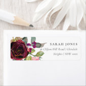 GLAM OR BLUSH BURGUNDY ROSE FLORAL ÉTIQUETTE DE AD (En situation)