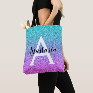 Glam Paars Aqua Glitter Schitterende Gradiënt Mono Draagtas