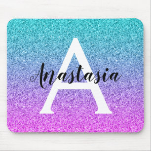 Glam Paars Aqua Glitter Schitterende Gradiënt Mono Muismat