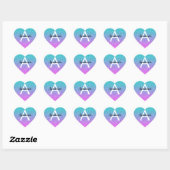 Glam Paars Aqua Glitter Sparkle Gradient Monogram Hart Sticker (Vel)